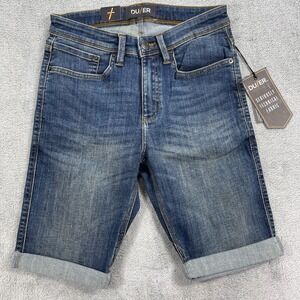 Duer L2X Commuter Shorts Womens 29x12 Blue Denim Performance Mid Rise Slim Fit